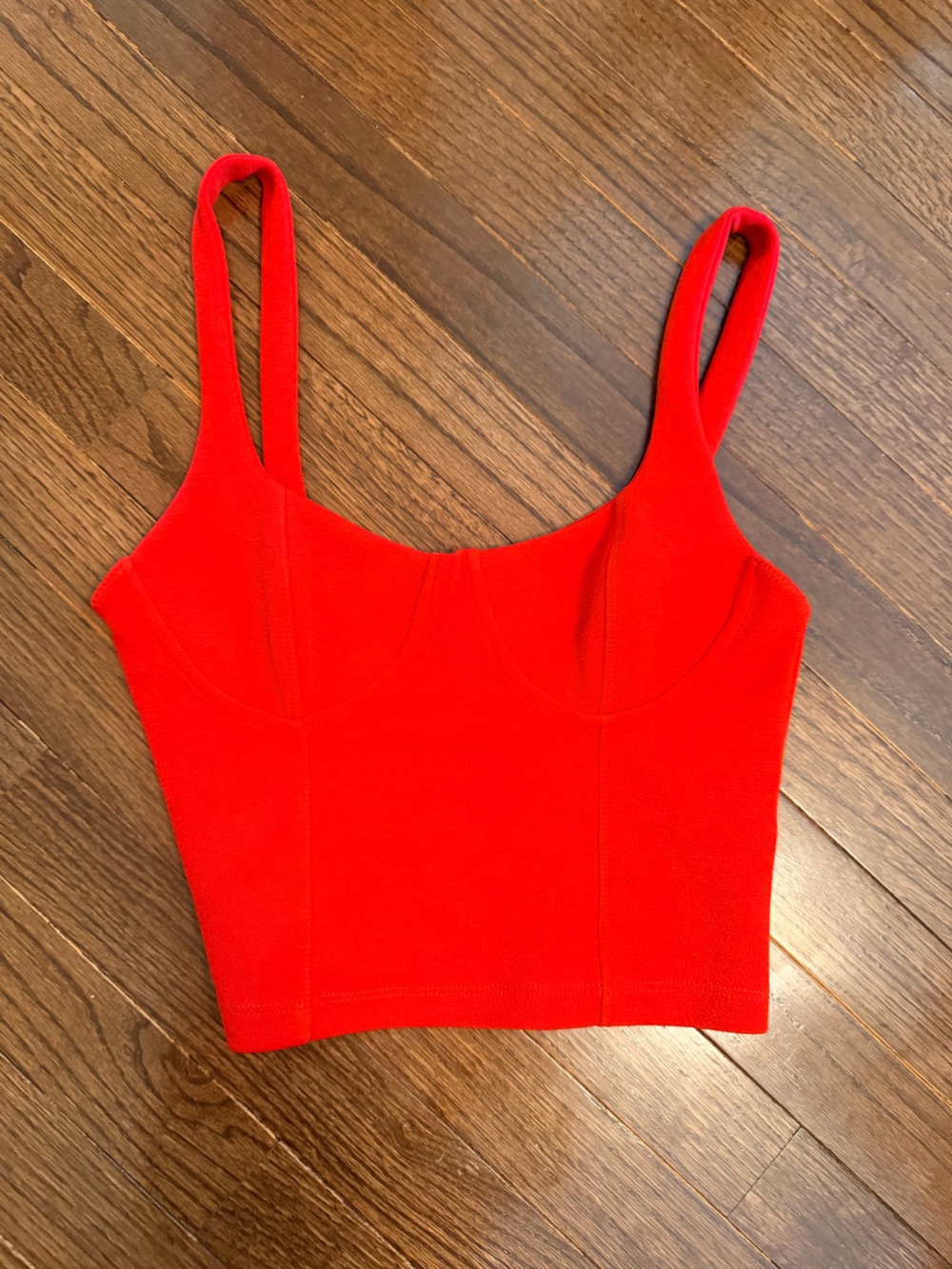 Zara Red Cropped Bustier Tank Top
